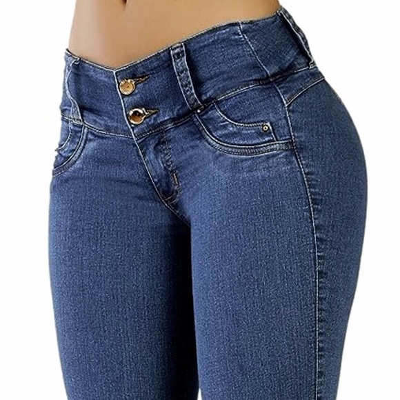 Y2K Curvify Size 15 Brazilian Butt-Lift Dark Wash Denim Cropped Jeans Capris - Picture 16 of 16